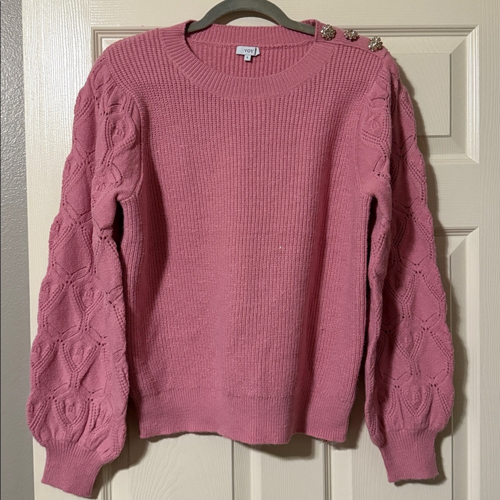 Voy Pink Ribbed Knit Sweater